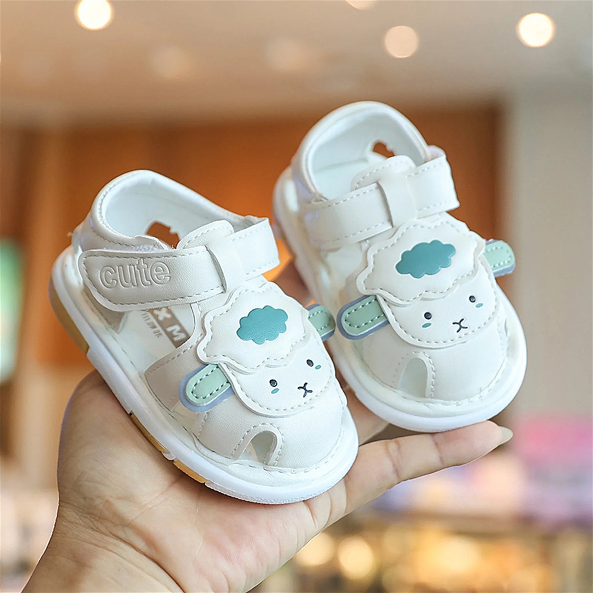 Adorable Toddler Closed Toe Squeaking Sandals with Fun Cartoon Animal Design Non-Slip Sole and Cute Style for Summer