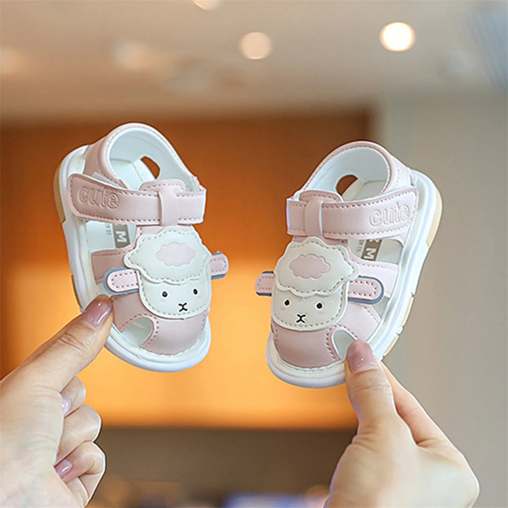 Adorable Toddler Closed Toe Squeaking Sandals with Fun Cartoon Animal Design Non-Slip Sole and Cute Style for Summer