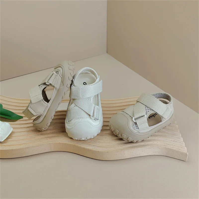 2025 New Summer Baby Shoes Mesh Breathable Soft Sole Boys Sandals Closed Toe Non-slip Fashion Toddler Girls Sandals EU 15-26