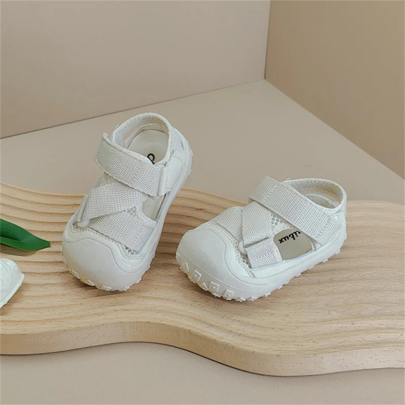 2025 New Summer Baby Shoes Mesh Breathable Soft Sole Boys Sandals Closed Toe Non-slip Fashion Toddler Girls Sandals EU 15-26