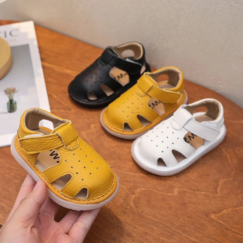 Baby Girls Boys Genuine Leather Sandals Soft Sole Anti Slip Children Beach Sandals Infant Toddler Shoes Summer Kids Casual Shoes