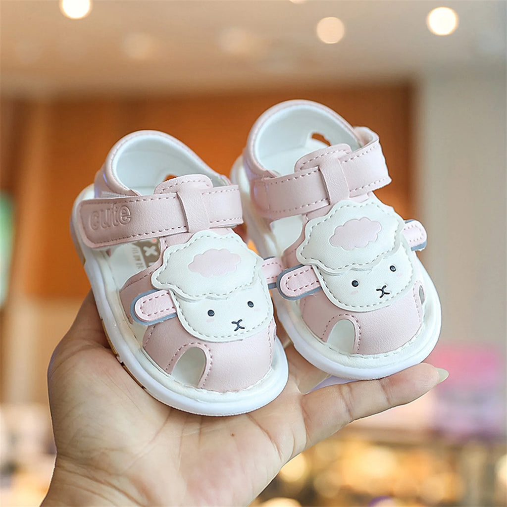 Adorable Toddler Closed Toe Squeaking Sandals with Fun Cartoon Animal Design Non-Slip Sole and Cute Style for Summer