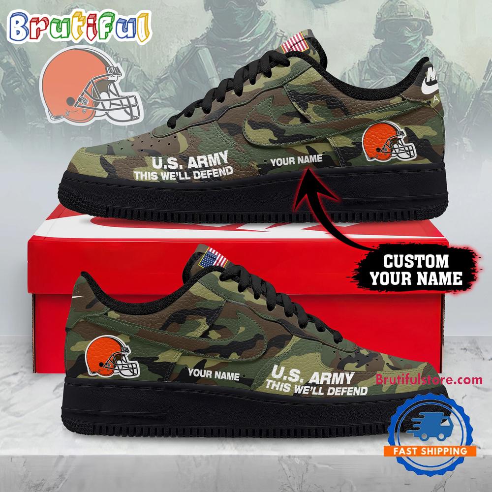 Cleveland Browns NFL US Army Custom Air Force 1 Shoes Sneaker