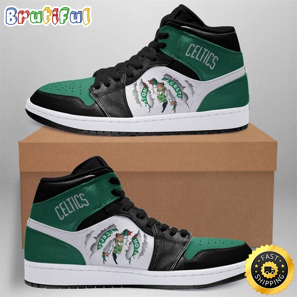 NBA Boston Celtics Green Black Air Jordan 1 High Sneakers