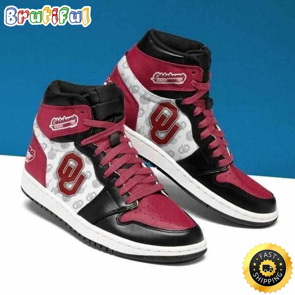 NCAA Oklahoma Sooners Crimson Black Air Jordan 1 High Sneakers