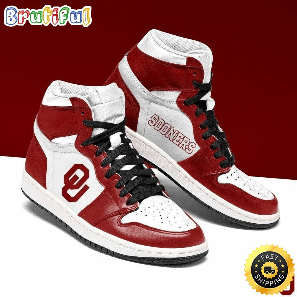 NCAA Oklahoma Sooners Crimson White Air Jordan 1 High Sneakers