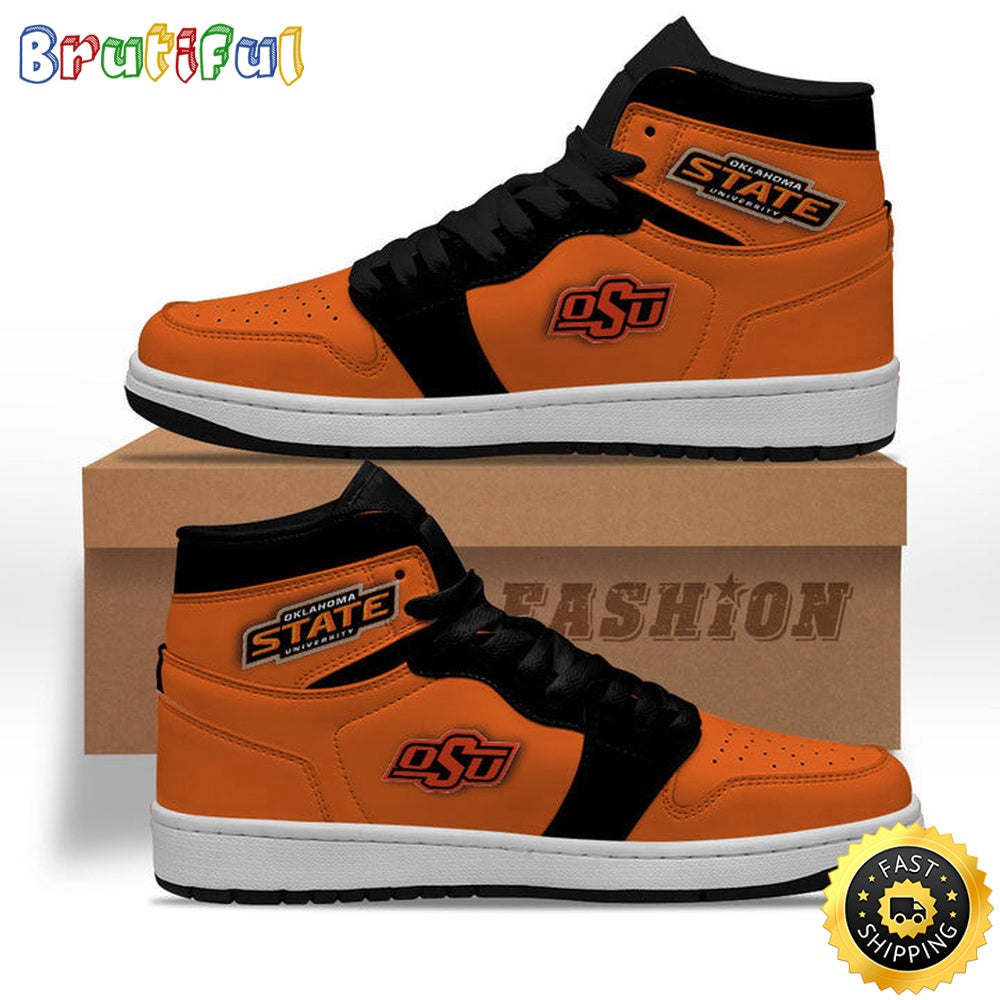 NCAA Oklahoma State Cowboys Orange Black Air Jordan 1 High Sneakers