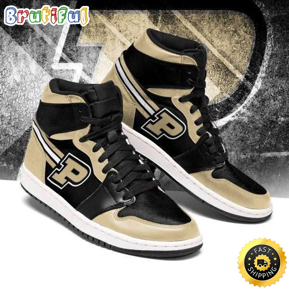 NCAA Purdue Boilermakers Gold Black Air Jordan 1 High Sneakers