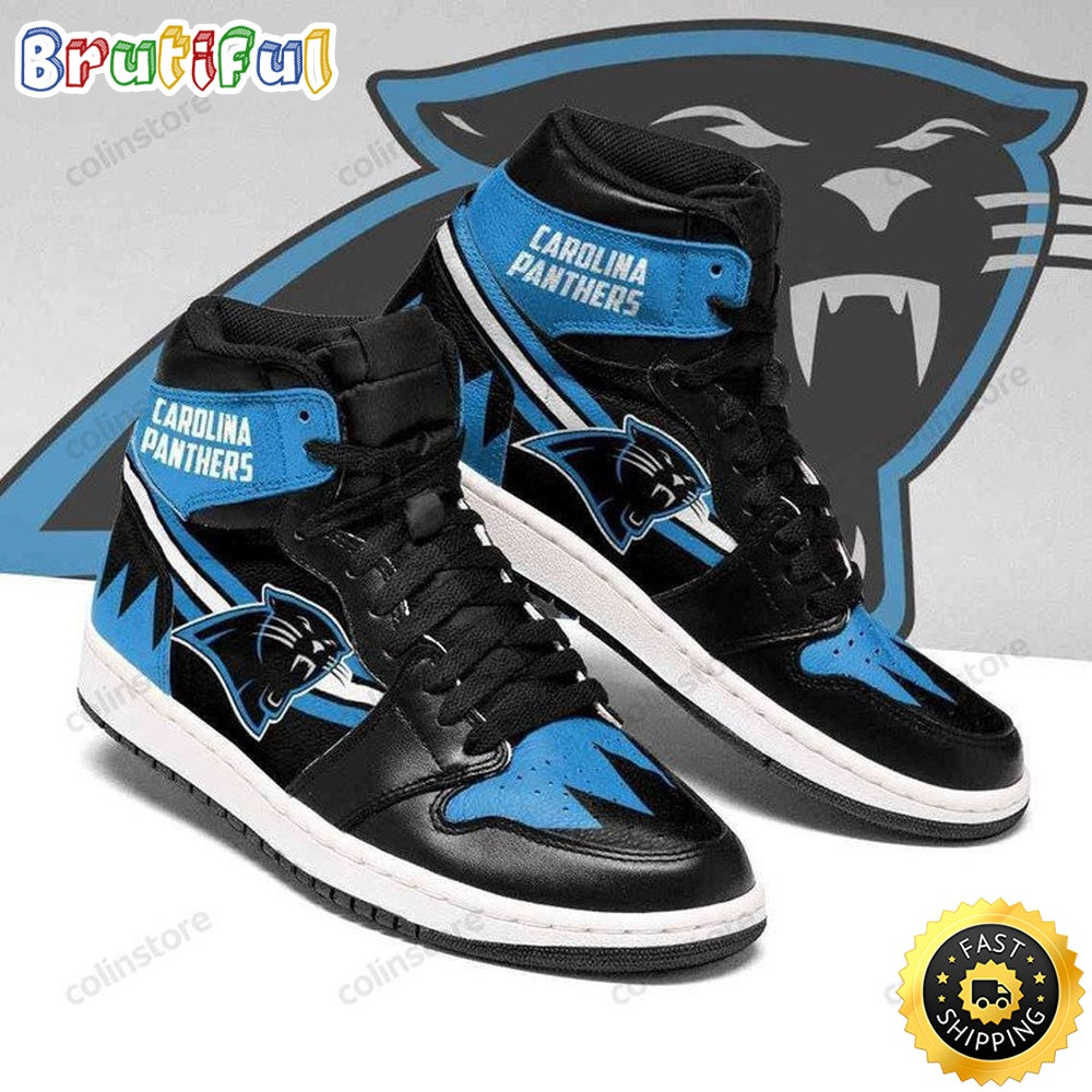 NFL Carolina Panthers Black Blue Air Jordan 1 High Sneakers