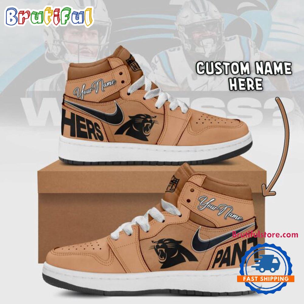 NFL Carolina Panthers Brown Air Jordan 1 Hightop Shoes