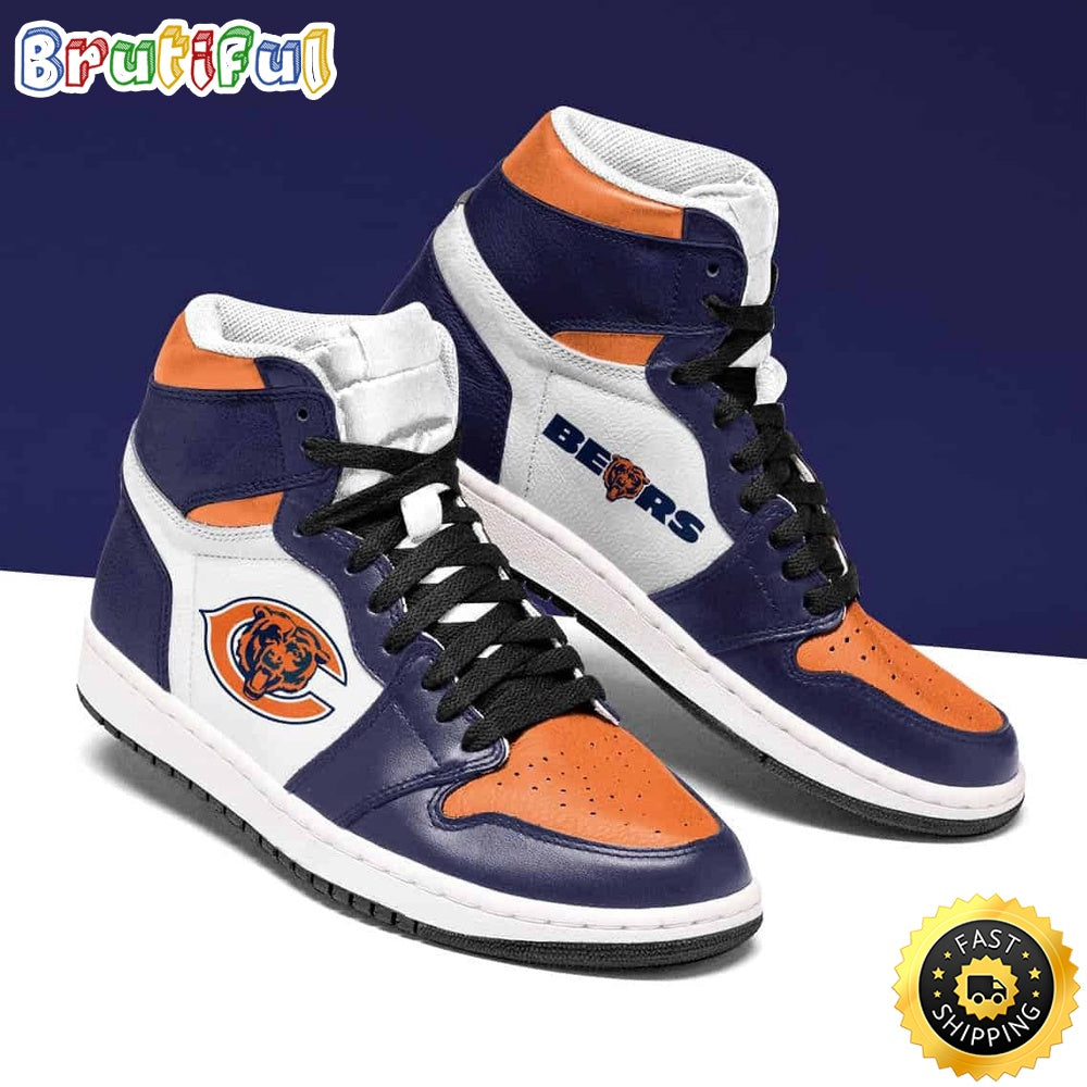 NFL Chicago Bears Dark Blue White Orange Sneaker Air Jordan 1 High Sneakers