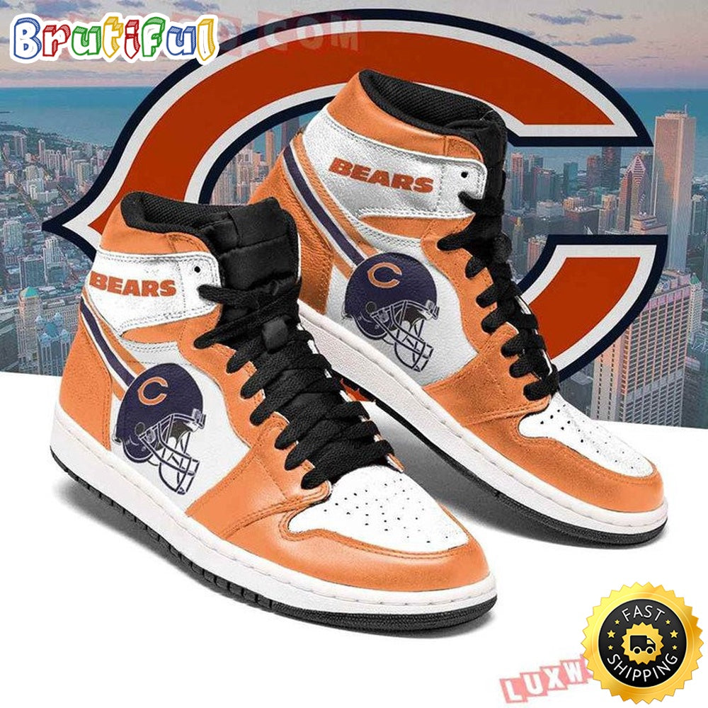 NFL Chicago Bears Orange White Sneaker Helmet Air Jordan 1 High Sneakers