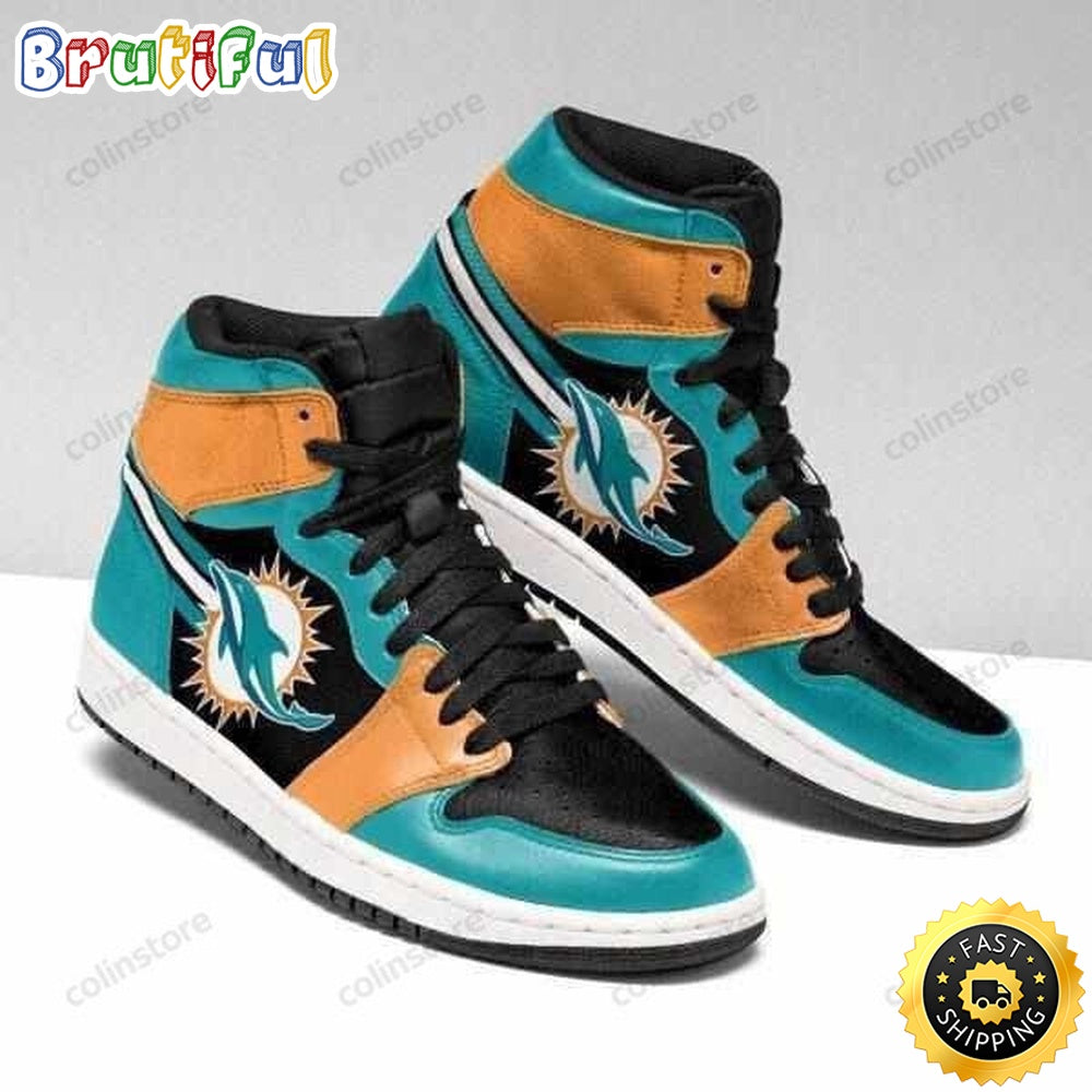 NFL Miami Dolphins Aqua Orange Air Jordan 1 High Sneakers