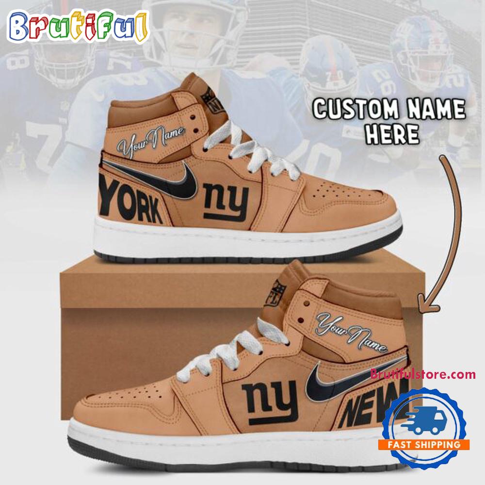 NFL New York Giants Brown Air Jordan 1 Hightop Shoes